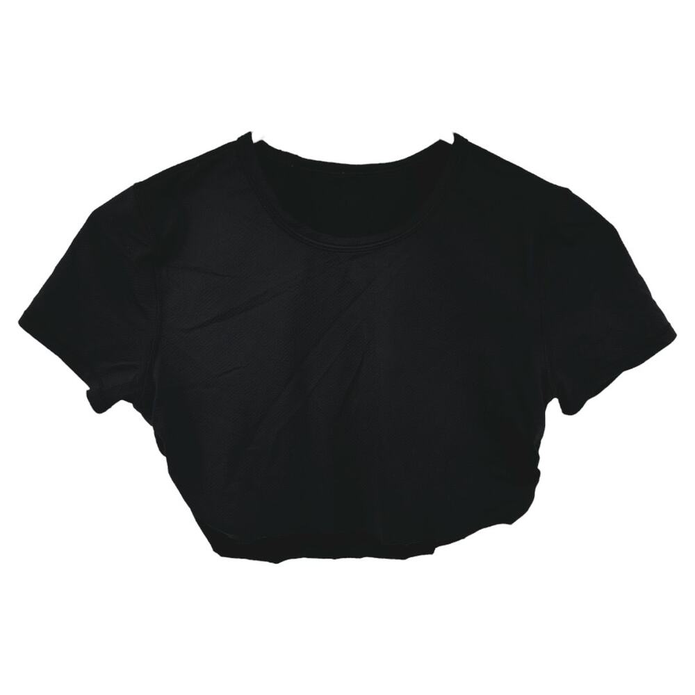 Lululemon Swiftly Tech Short Sleeve Crew Crop Seamless Silverescent Black 6